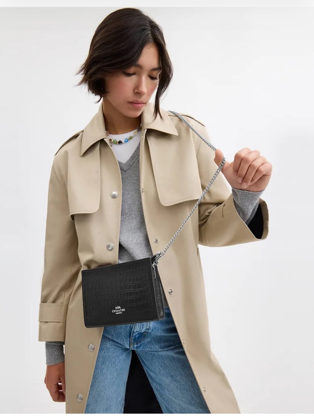 Coach Slim Crossbody In Croc-Embossed Leather